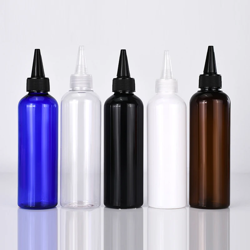 Empty 60ml 100ml 150ml clear Plastic Hair Oil Squeeze Applicator Packaging Bottle With Twist-open Dispensing Cap