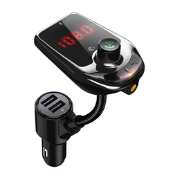 Fm-трансмиттер, беспроводной автомобильный комплект громкой связи, автомобильное зарядное устройство с двумя Usb-портами, Автомобильный MP3-плеер для звонков в режиме громкой связи