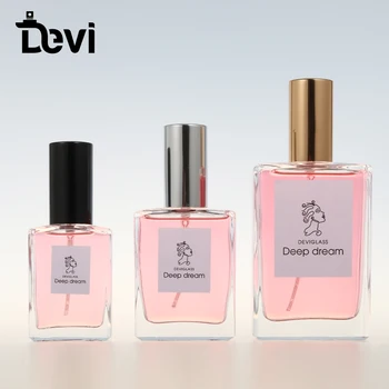 Devi wholesale OEM/ODM 30ml 50ml 100ml luxury square empty men/women perfume glass perfume spray bottle perfume refill bottle