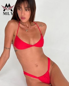 MLY Micro Bikinis New Collection Women Swimsuits Female Swimwear Red Bikini Set