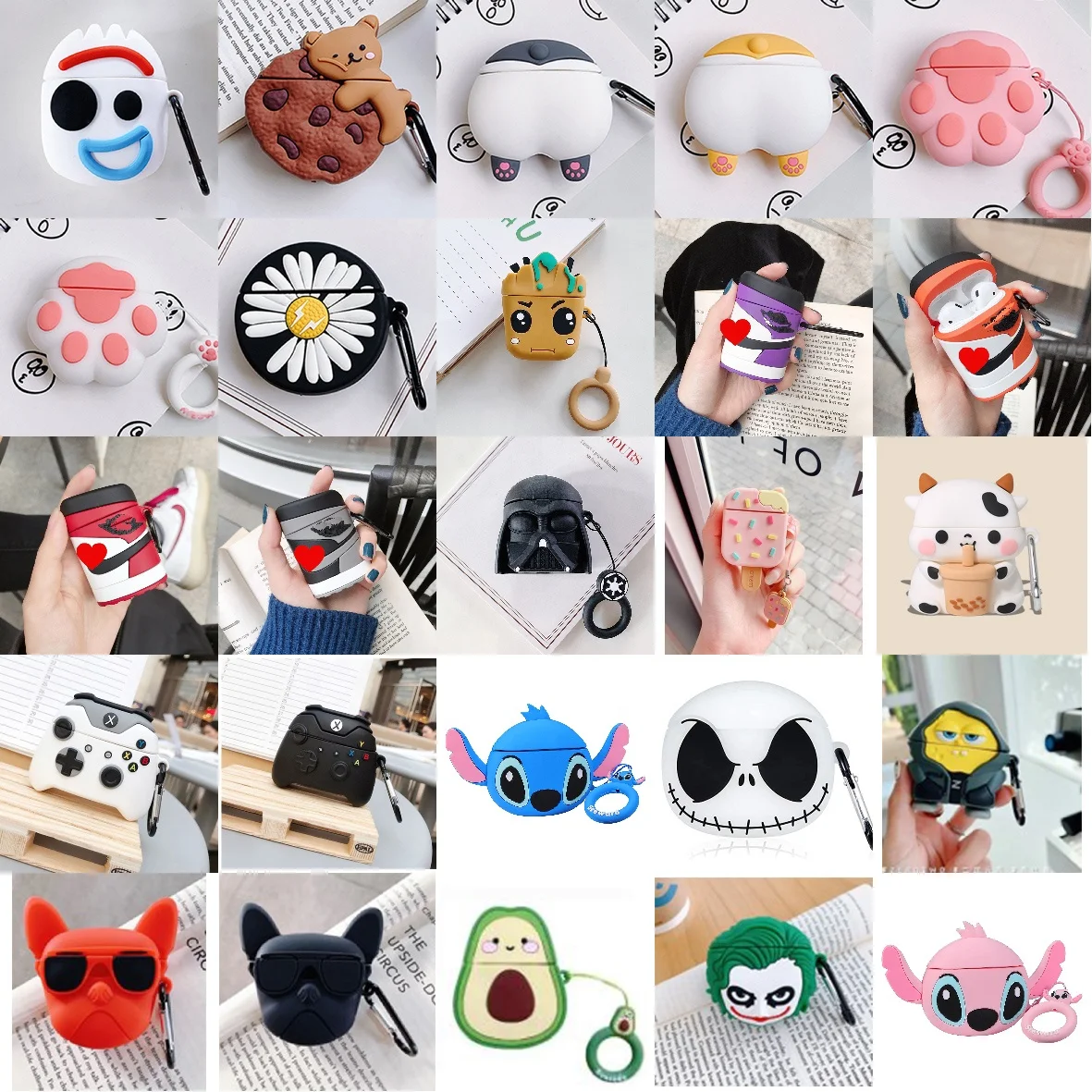 1000+Multi Style Cute Cartoon 3D Silicone Character Designs for Air Pods  Cover for Apple Airpods Pro Case