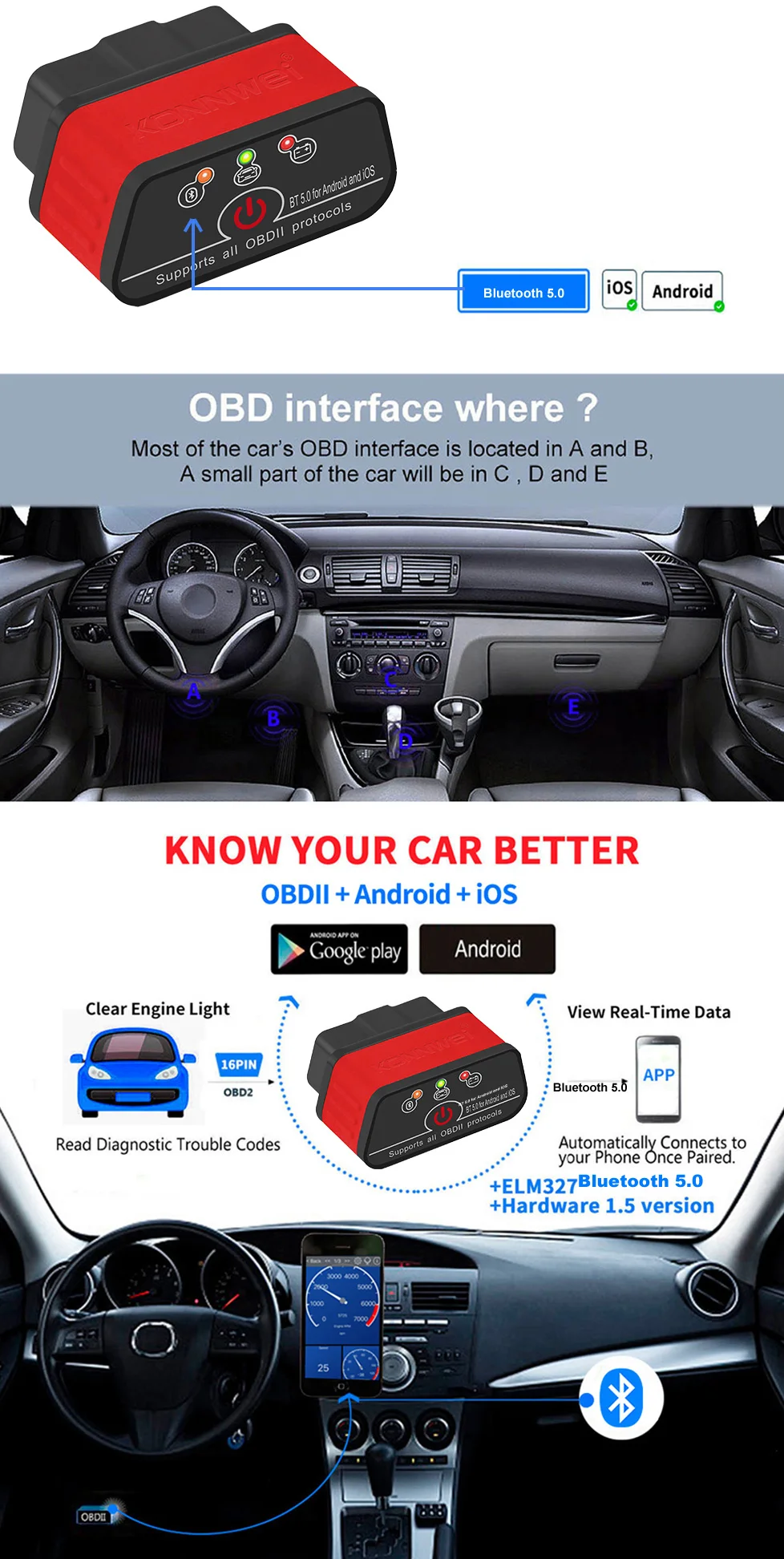 Konnwei Kw Elm Bluetooth Obd Icarscan Icar Elm V