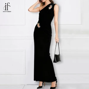 Elegant Black Floor-Length Straight Silhouette Simple Evening Dress