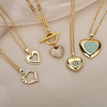 New Hot Sale Love Series Gold Copper Zircon Multicolor Love Necklace Hot Fashion Design Necklace Jewelry