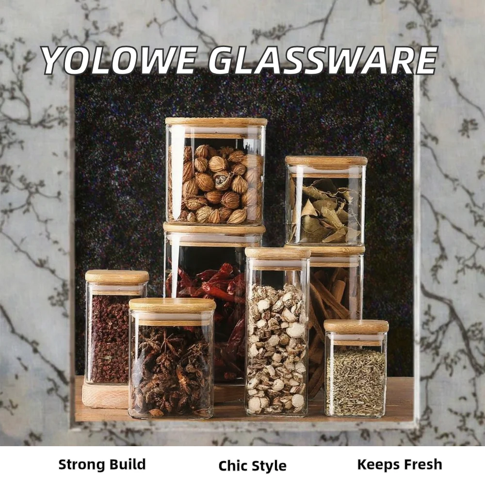 Household clear Glass Food Storage Jars Food Nut Storage Jar