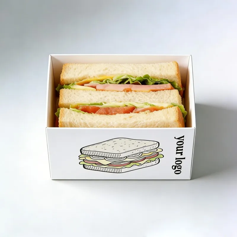 Custom Biodegradable Sandwich Packaging Box Corn Rolls Hamburger Paper Box Fast Food Box Sleeve