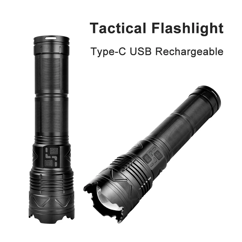copia products tactical flashlight with usb rechargeable battery Siuyiu Flashlights High Lumens, Super Bright, USB-C LCD Display, 5 Modes & Adjustable Focus, Camping Emergency Light for Outdoor Home Security Duty Ready The P20i UV offers a strobe ready technology Cree Rechargeable Flashlight with integrated