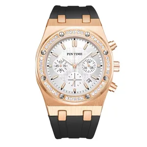 Watch Manufacturer Custom High Quality Diamond Designer Waterproof Men Watch Rose Gold Chronograph Quartz