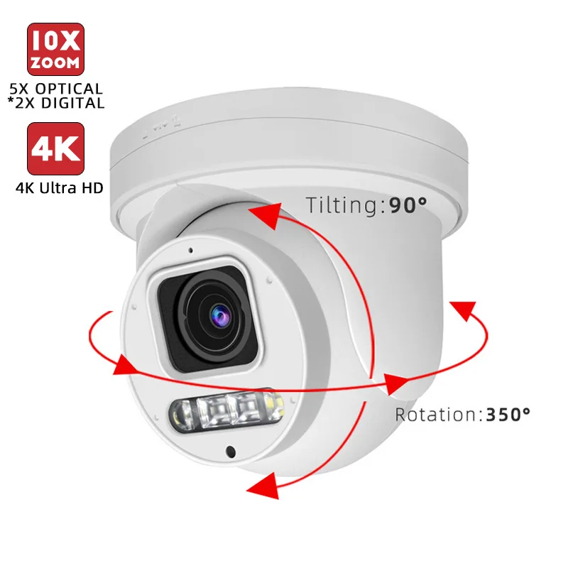 8MP 5X Zoom PTZ  IP POE Camera Long Range waterproof IR 4K Indoor Outdoor CCTV Security Network Camera Dome