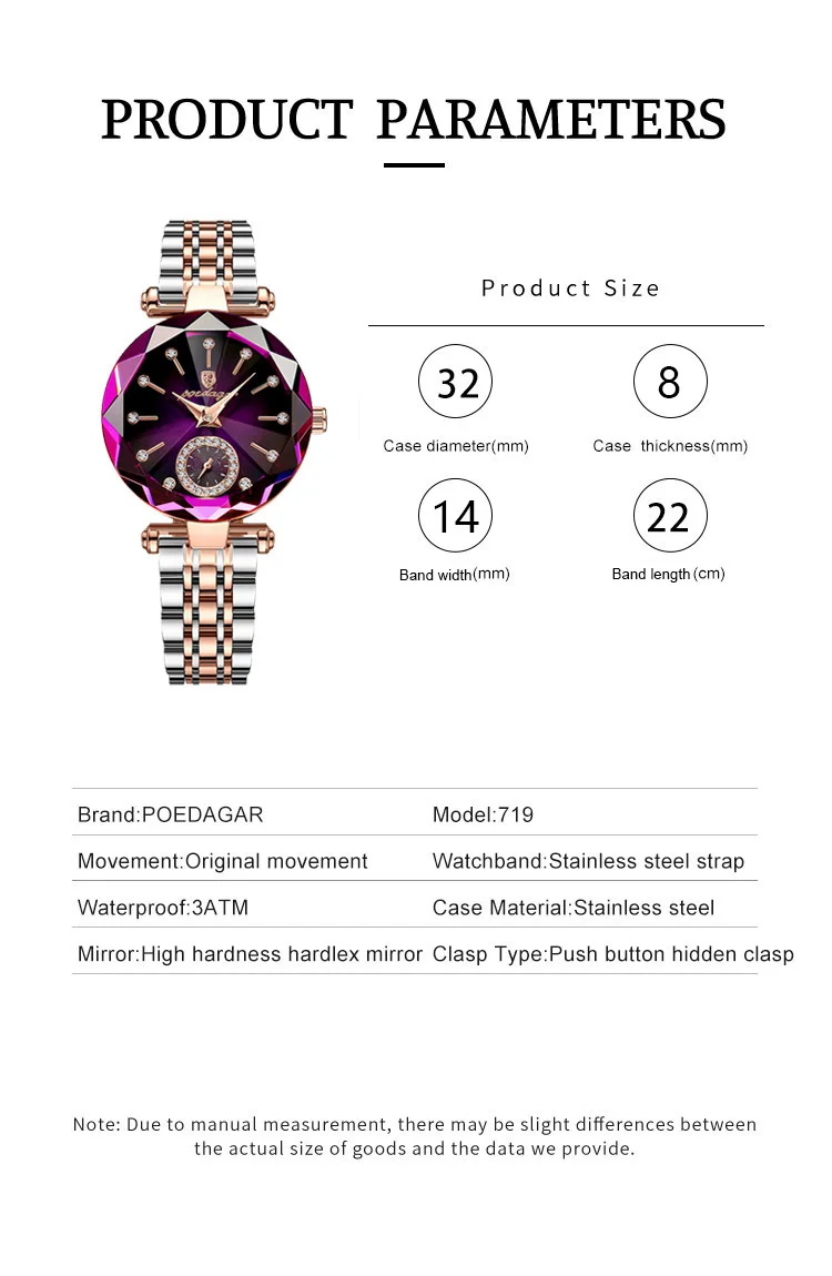 POEDAGAR Ladies Watch 719 Fashion Dress Female Bracelet Jewelry for Women Wrist Watches aperçu 4