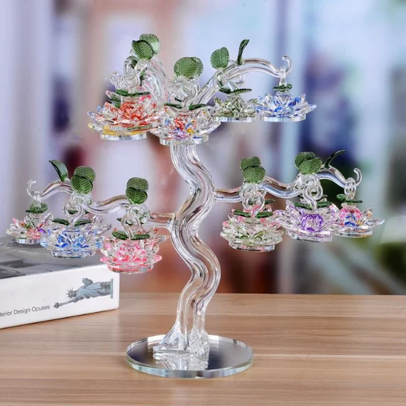 Хрустальное дерево лотоса для гостиной креативные деньги маленькие декоративные хрустальные ремесла стеклянные поделки