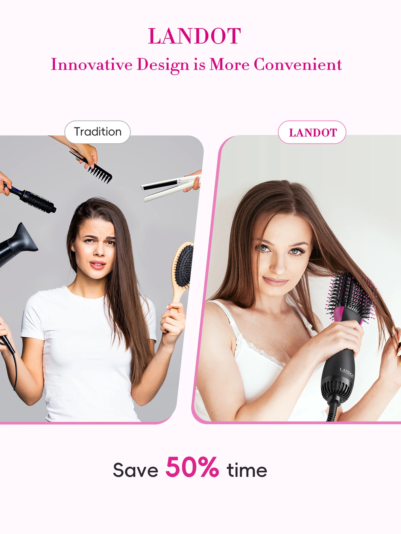 Ready Goods US Warehouse Professional Ionic Blowout One Step Hair Dryer Brush Dryer Hot air Brush and Volumizer