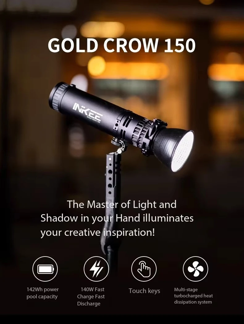Inkee GC150 150W Waterproof LED Video Light with App Control for