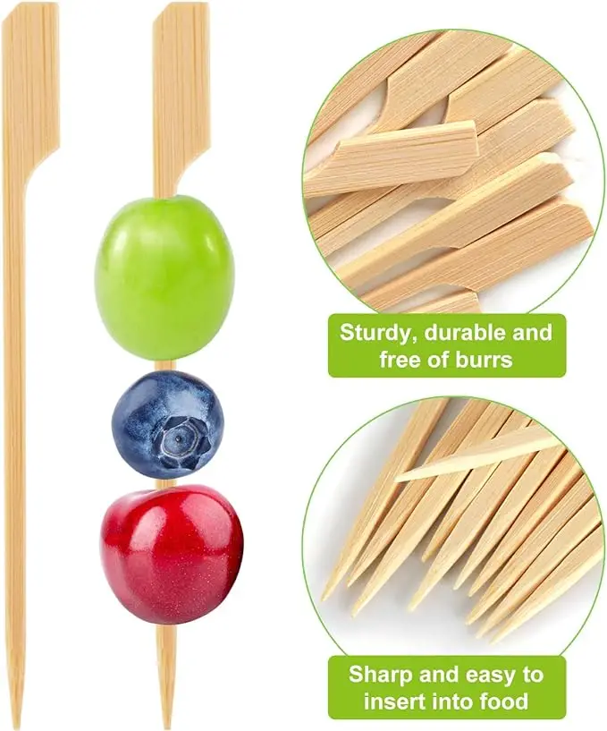 300 Stück Bambus-Spieße – 8,9 Cm, Paddel-Design, Für Cocktails, Fingerfood, Grillen & Partys