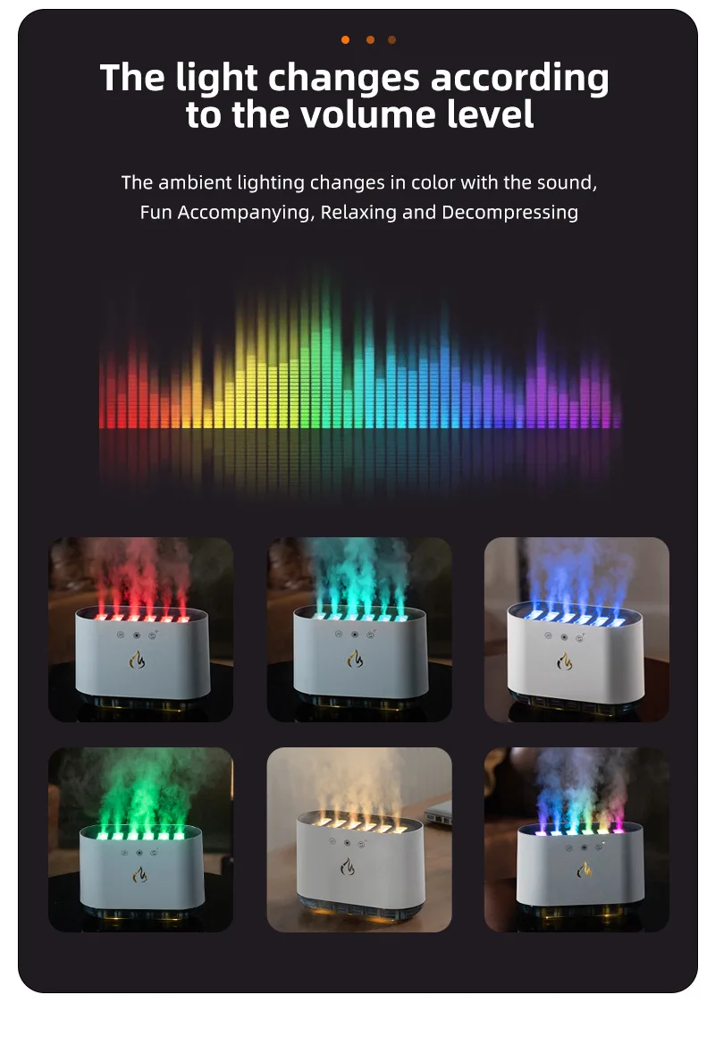 Luxury Home Decor Best Gift Ultrasonic Mist Maker Dynamic Pickup Musical Lighting Cool Creative Design Colorful Light Humidifier