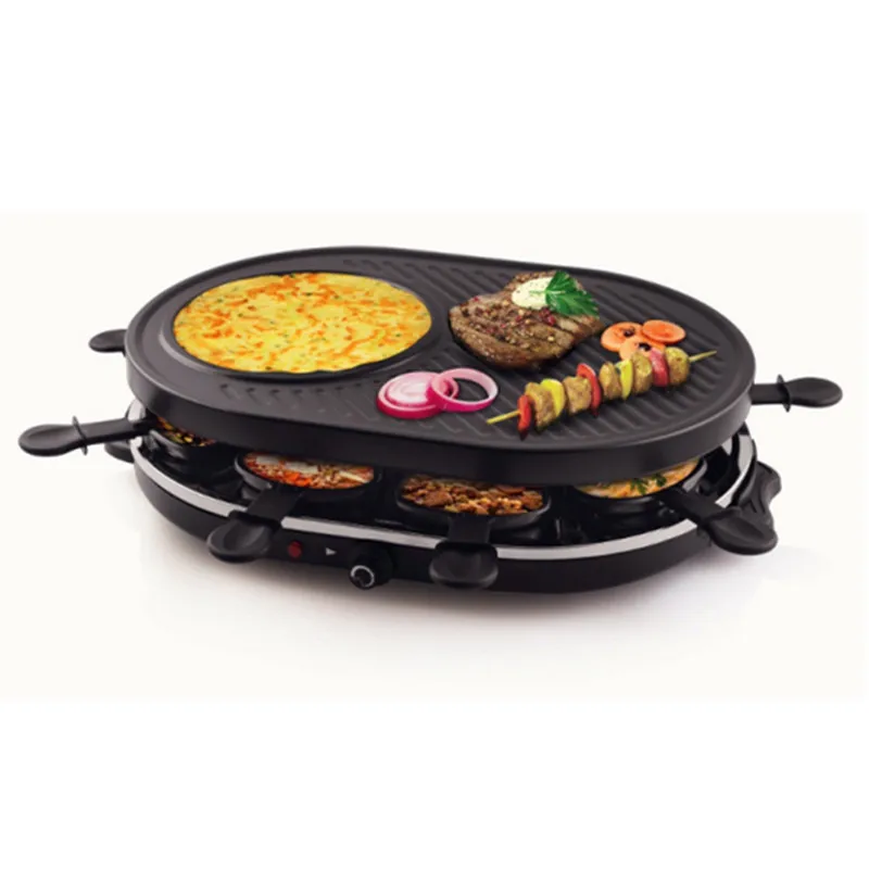 HOOMEI Raclette Elettrica Barbecue 6 padellini 800 watt Raclette 6 Grill  Party