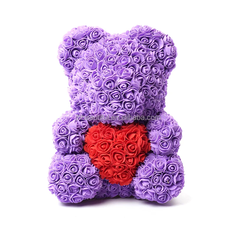 Personalized China Wholesale Red Rose Teddy Bear With Heart Bulk Rose