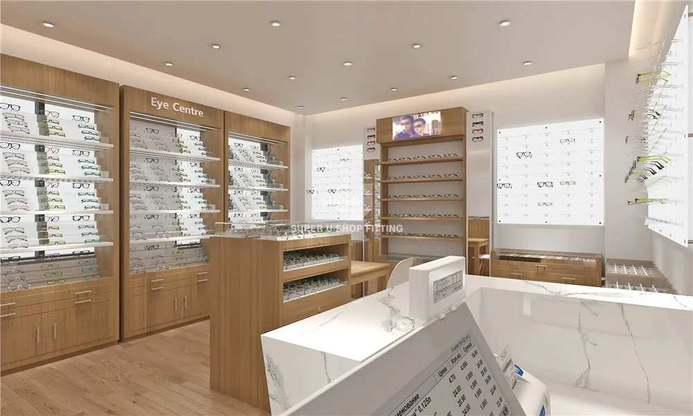 Sunglass Modern Optical Shop Interior Design Wood Furniture Layout ...