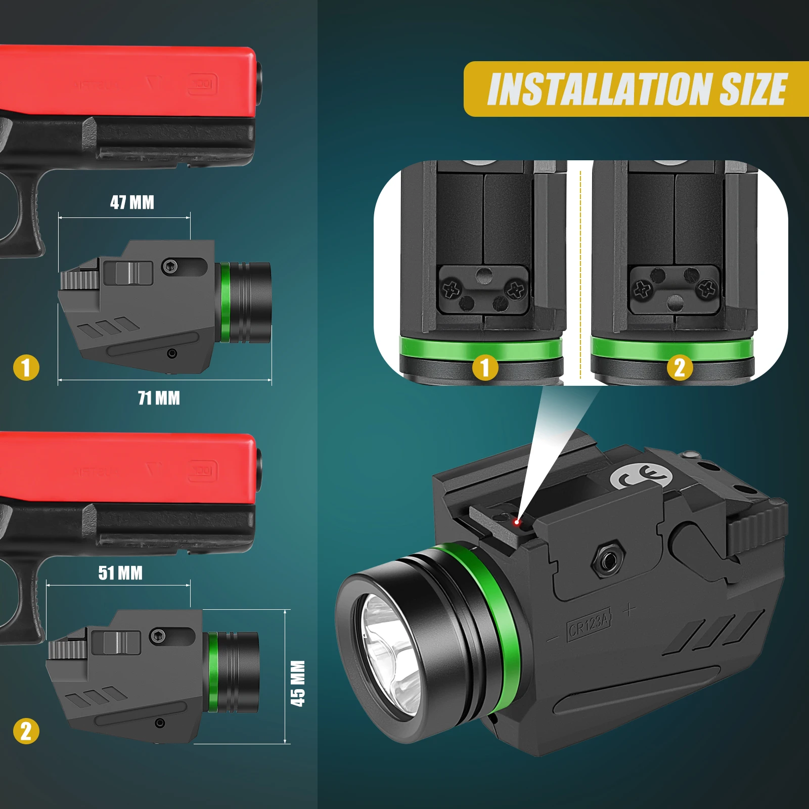 Тактический светодиодный фонарик с креплением на 150 люмен красный зеленый лазерный прицел для охоты