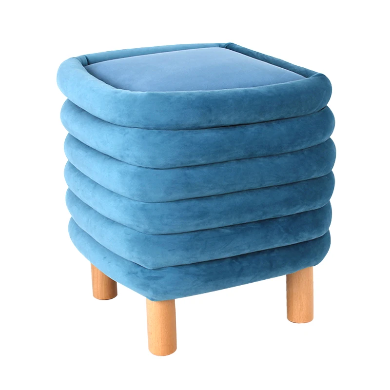 Custom 2026 Hot Selling Wholesale Cheap New Style Colorful Blue Stool Squares Storage Velvet Ottoman Stool