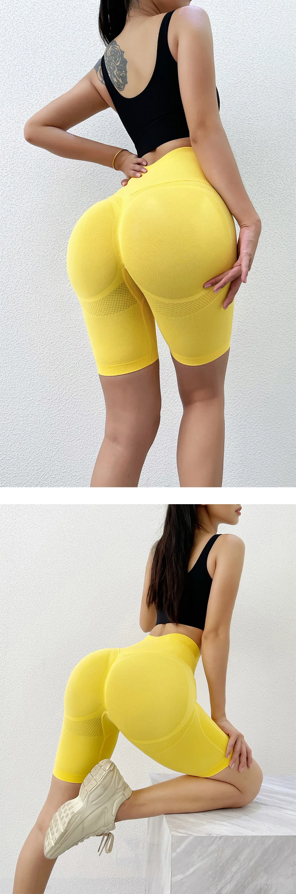 Sexy Peach Hip Lifting Yoga Shorts Para Mujer Nylon Spandex Seamless