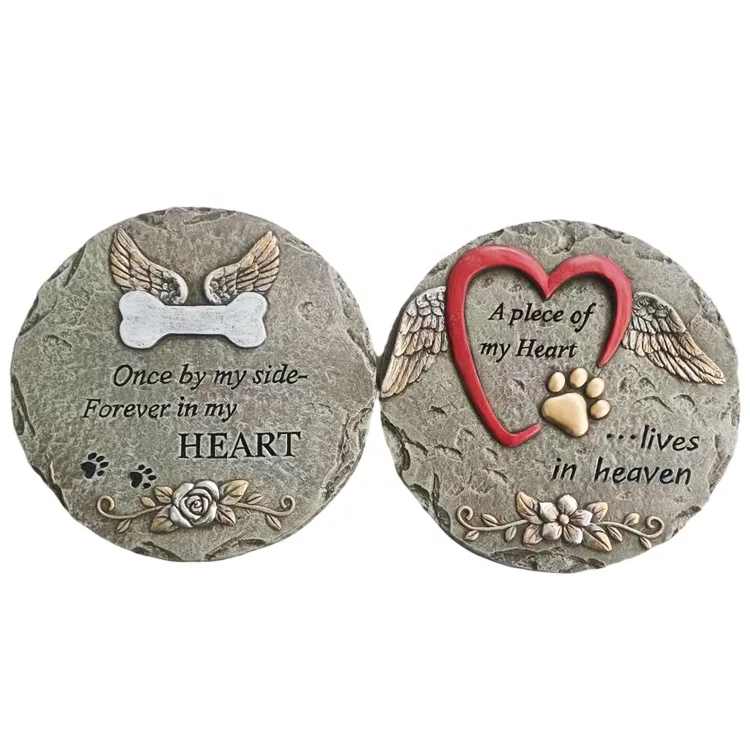 Pet  cate and dog graveyard mark or garden memorial stone from resin or cement material