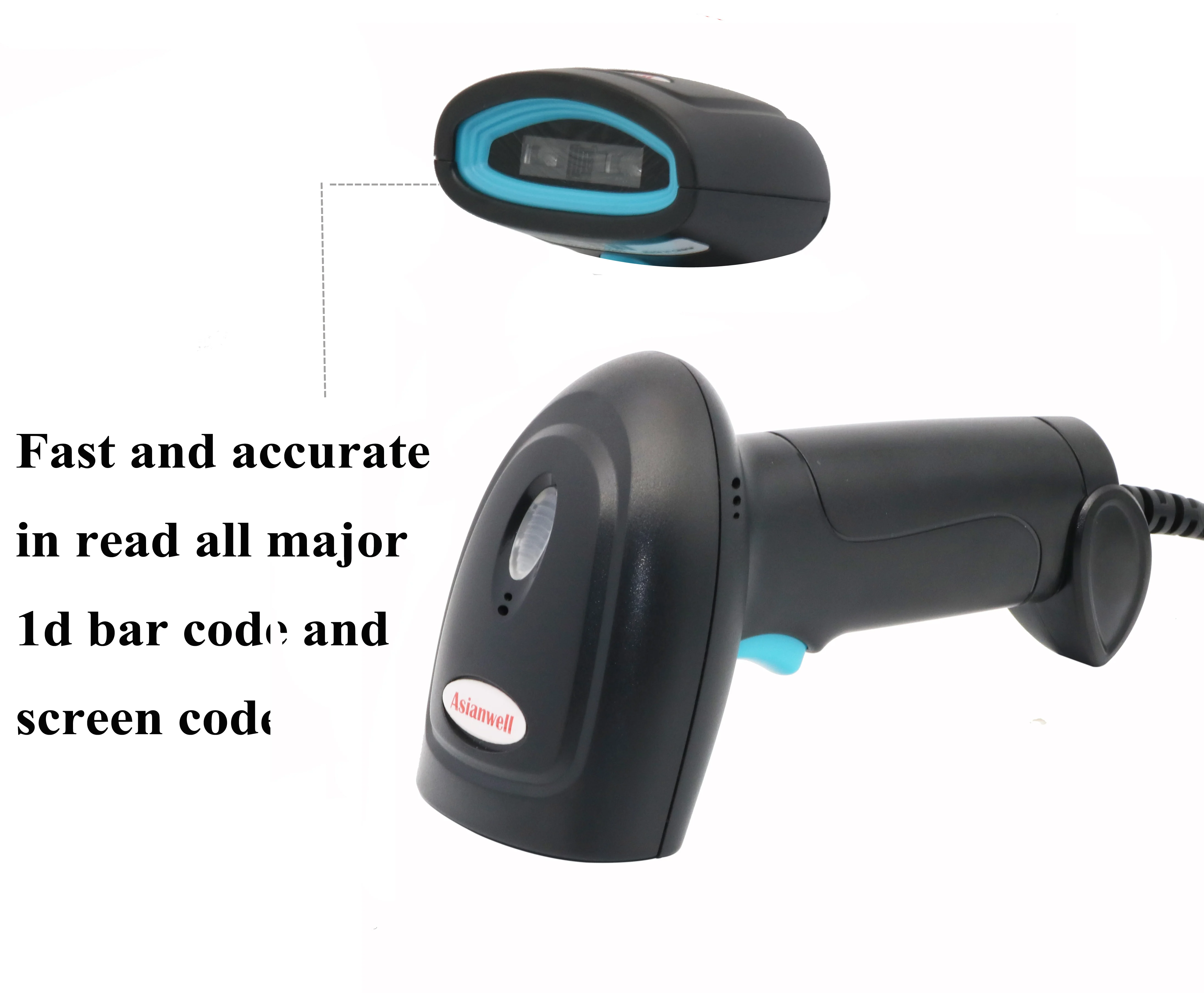Monitor Bar Code Supermarket Handheld USB Barcode Scanner CCD Linear Image Screen Code ...