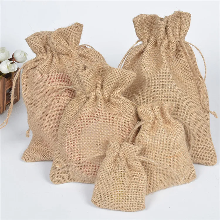 Natural Hemp Drawstring Bags Wholesale Burlap Gift Drawstring Pouch