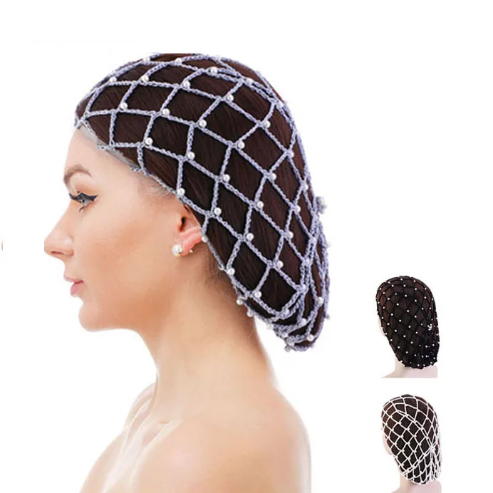 小物 NAHYAT SNOOD Pearls Beads Mesh Snood Hair Net Headbands Lady Turban Hair