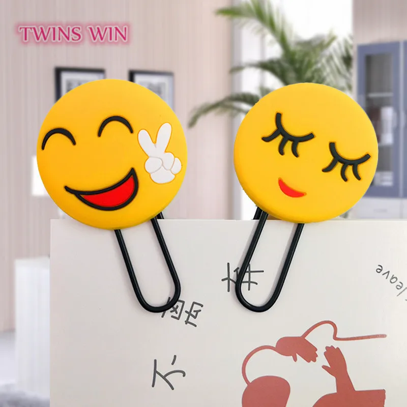 金属书签创意pvc软胶卡通卡通回形针表情符号笑脸卡通bookmark606