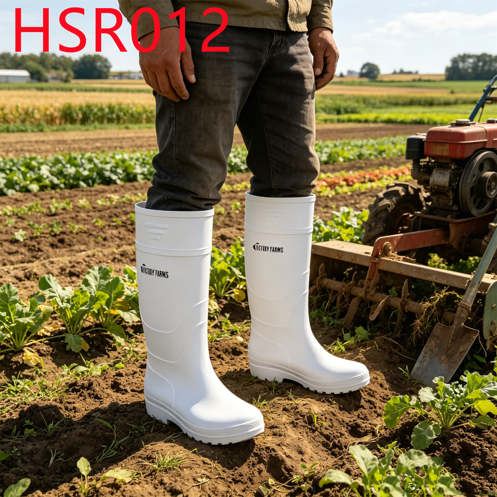 YYR,Wet Muddy Farm Quick-Rinse Upper Waterproof PVC Rainboots Flood Prevention Seamless Construction Tech Rubber Boots HSR012