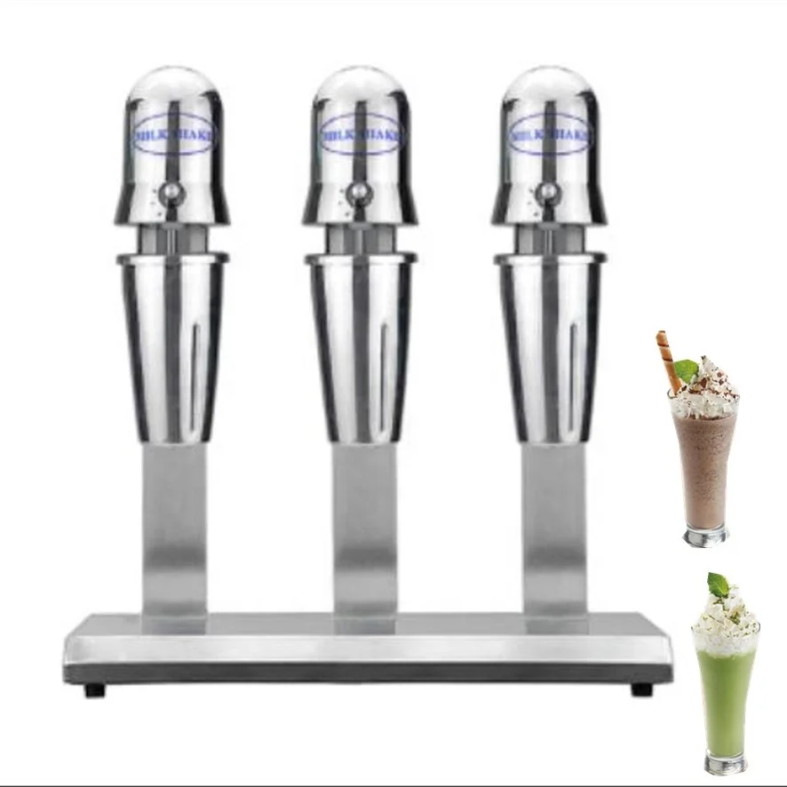 Miumaeov Milkshake Maker 3 Head Drink Mixer Commercial Milkshake Machine  Stainless Steel 110V 18000RMP (3 Head)