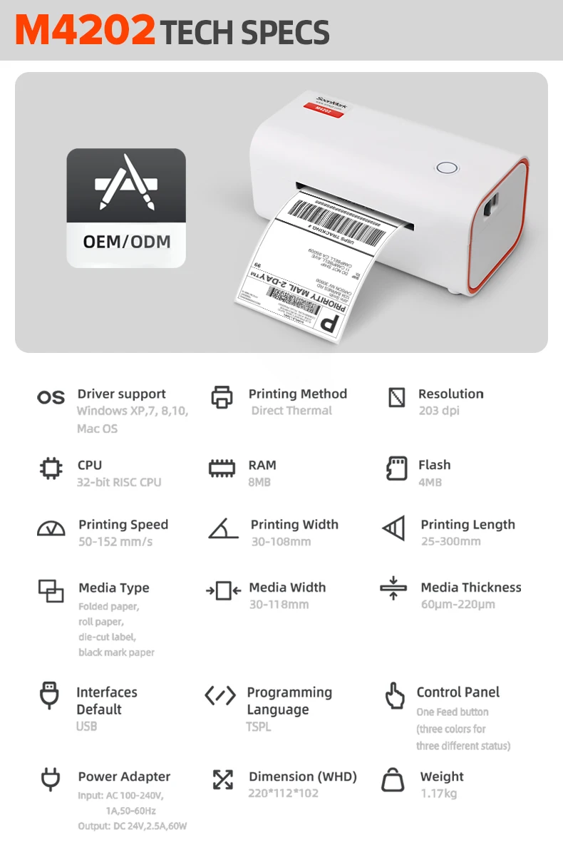 M4202 4x6 Thermal Mailing Shipping Label Printer,Postage Label Printer For Small Business