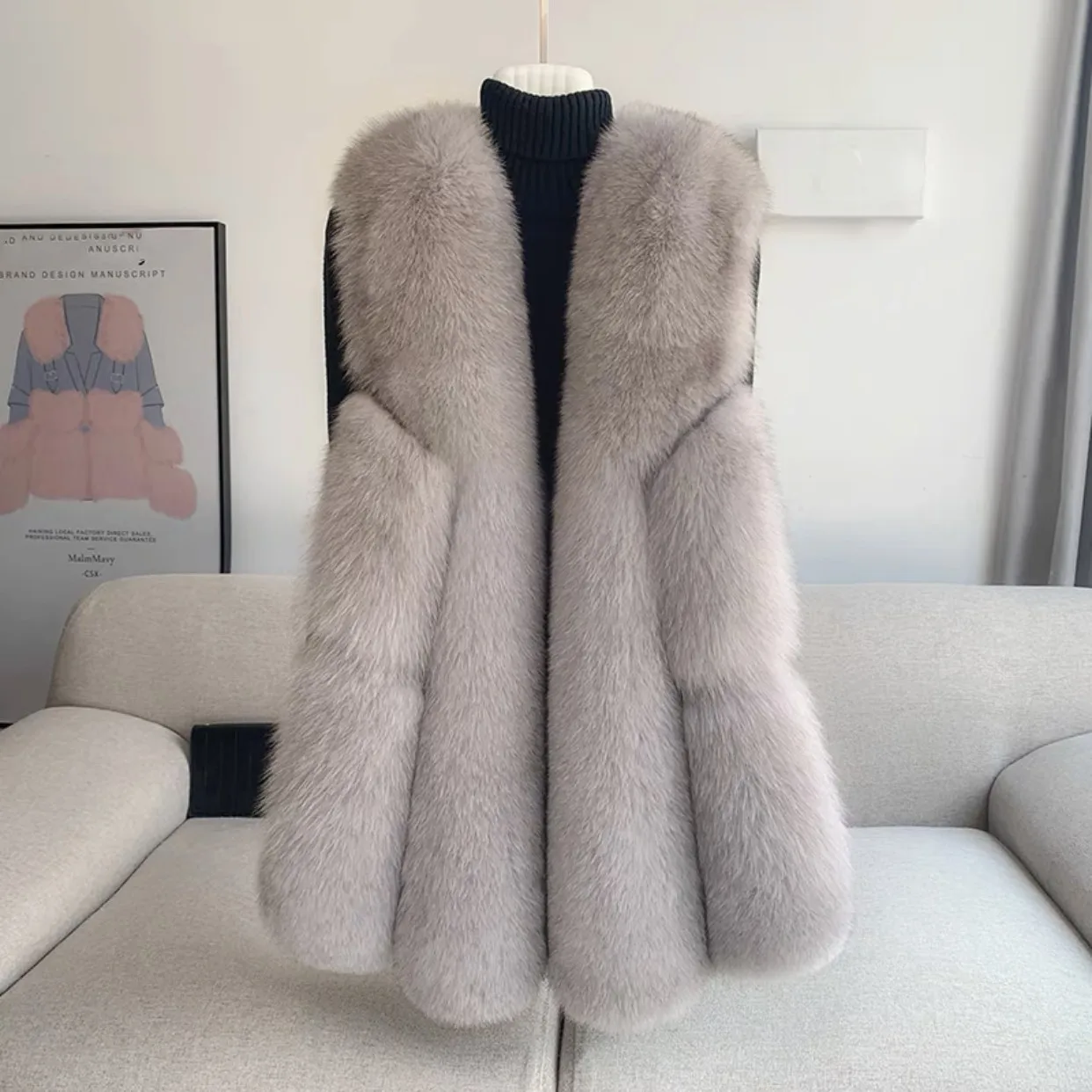 Hot Sale Super Quality Latest Design of Waistcoat Fur Gilet Multi Color Fluffy Furry Custom Cheap fox Fur Vest