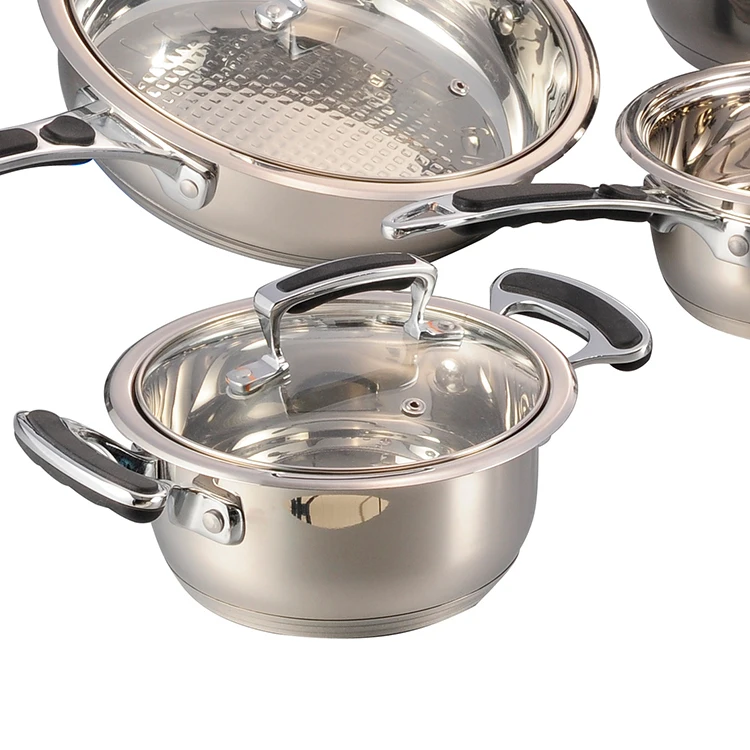 Wholesale 12Pcs Nonstick Frying Pot And Pans Kitchenware Stainless Steel Cookware Sets details