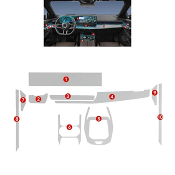 SHANCHI Transparent Film for BMW 5 Series G60 2024 TPU Car Interior Sticker Center Console Dashboard Sreen Gear Door Panel