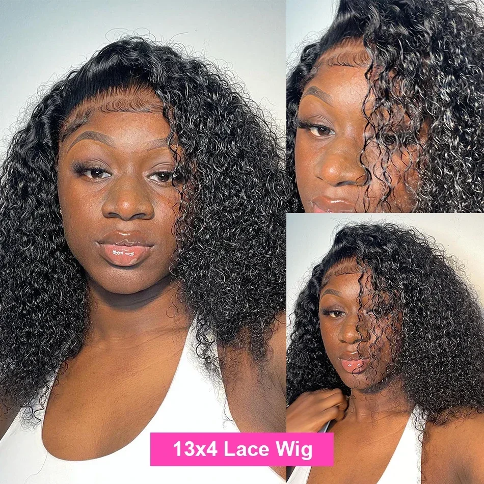 Deep Wave Verschluss Perücke Kurzer Bob Lace Frontal Echthaar Babyhaar Wasserwellen Perücken_voghion.com