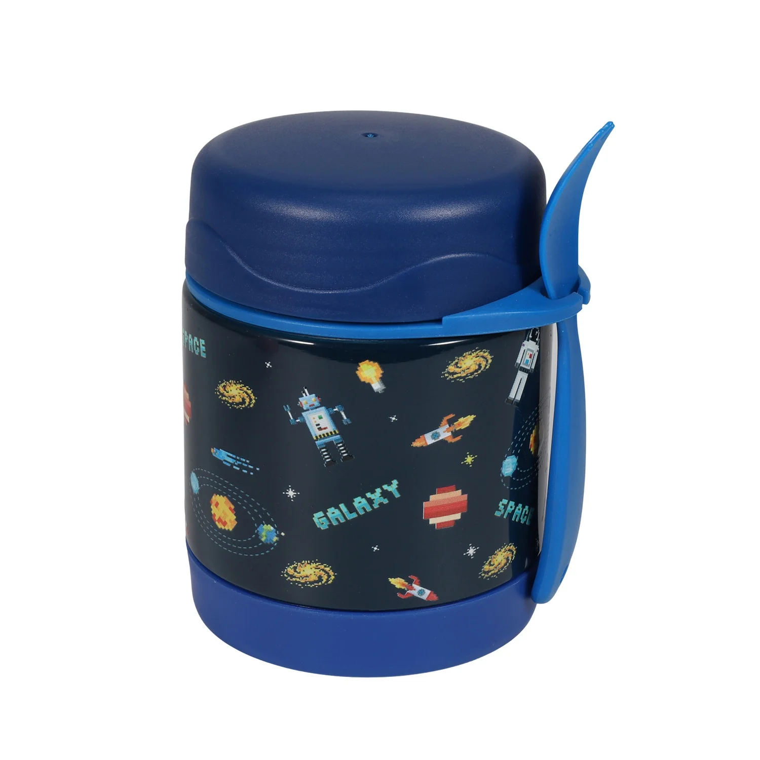 304 Stainless Steel Robot & Space Theme Logo Stew Pot with Screw Cap Lid Portable Outdoor Vacuum Insulated for Cooking Porridge