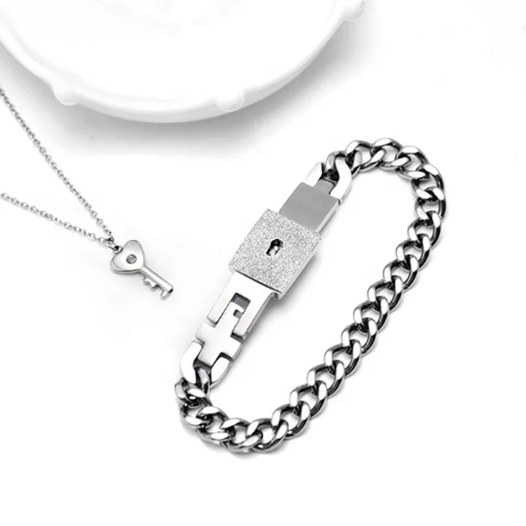 Wholesale Cross Key and Heart Lock Couple Bracelets