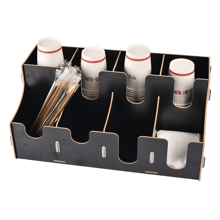 9 отсек кофе приправы Органайзер черный большой пространство многоразового использования Собранный деревянный бумажный стаканчик Органайзер