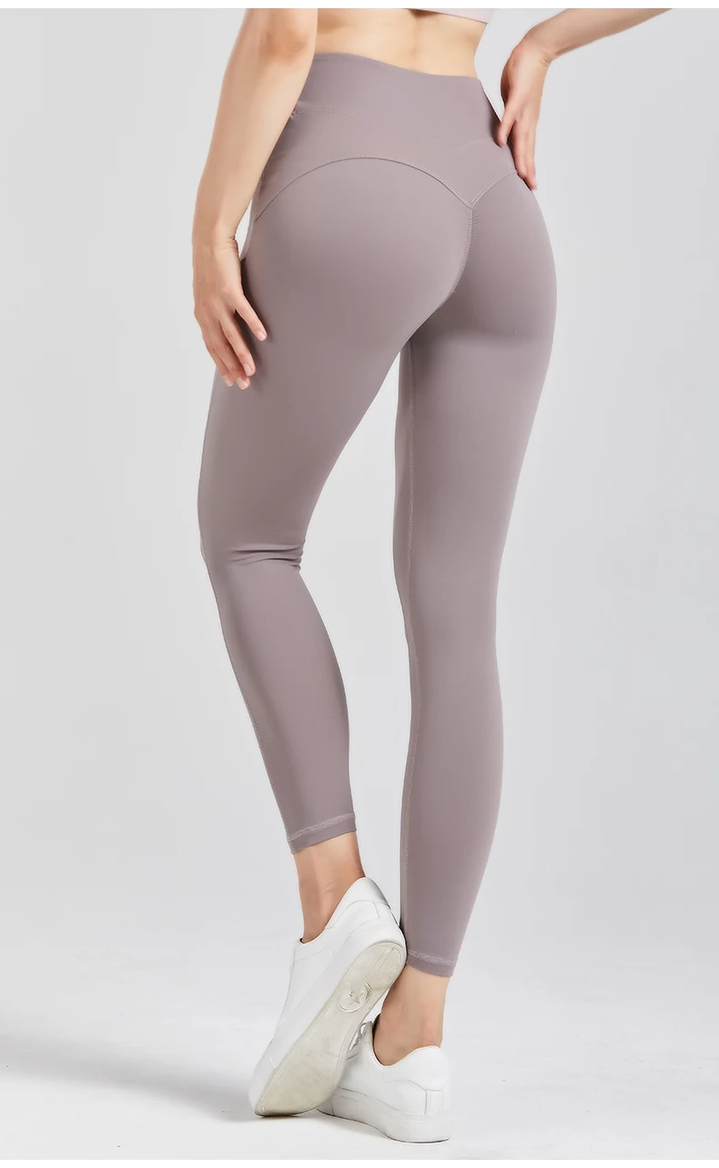 Women Sportswear Tight Fitness Athletic Yoga Leggings High Waist Peach ...