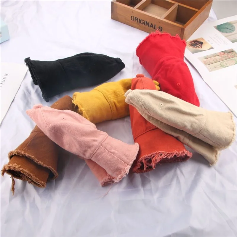 Wholesale Spring Summer Blank Solid Canvas Cotton Anti UV Sun Baby Toddler Bucket Cap Hat for Kids Children Fashion Casual Dress