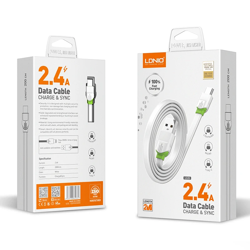 Кабель для быстрой зарядки LDNIO LS34/LS35 Micro USB Type C
