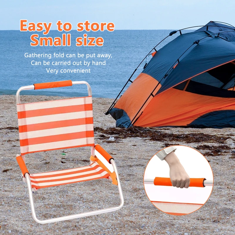 Durable Oxford Fabric Beach Chair Low-Profile Folding Sand Chair for Outdoor Use for Parks and Beaches
