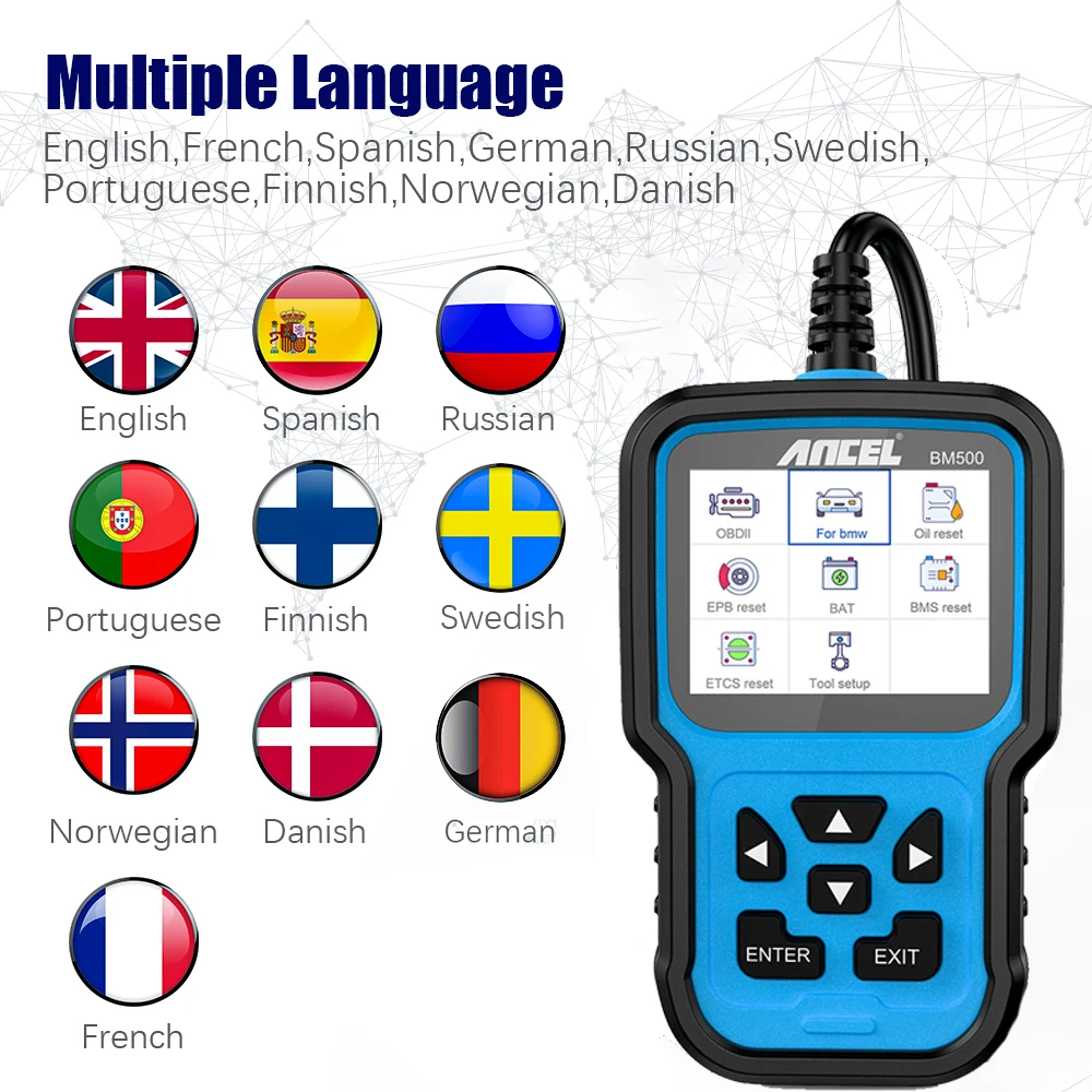 ODB2 Code Reader Ancel BM500 All System Oil CBS ECT Reset Car Scanner Obd 2 Auto Diagnostic Tool for F54 F55 RR1 Automotive Scan
