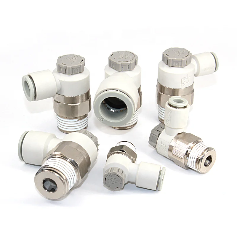 SMC Fitting Flow Control Valve AS1201F Rotary Locking Cylinder Speed Adjusting Connector Pneumatic Quick Coupling