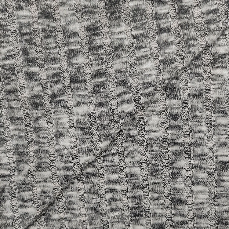 New Style Knit Ribbed Fabric , Customized Colors Stretch Rayon Polyester Brushed Rib Fabric for Sale/ details