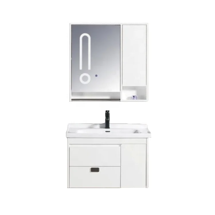 European Bathroom Vanity With Sink And Drawer Wall Mounted Sense Light Customize Size Bathroom Cabinet