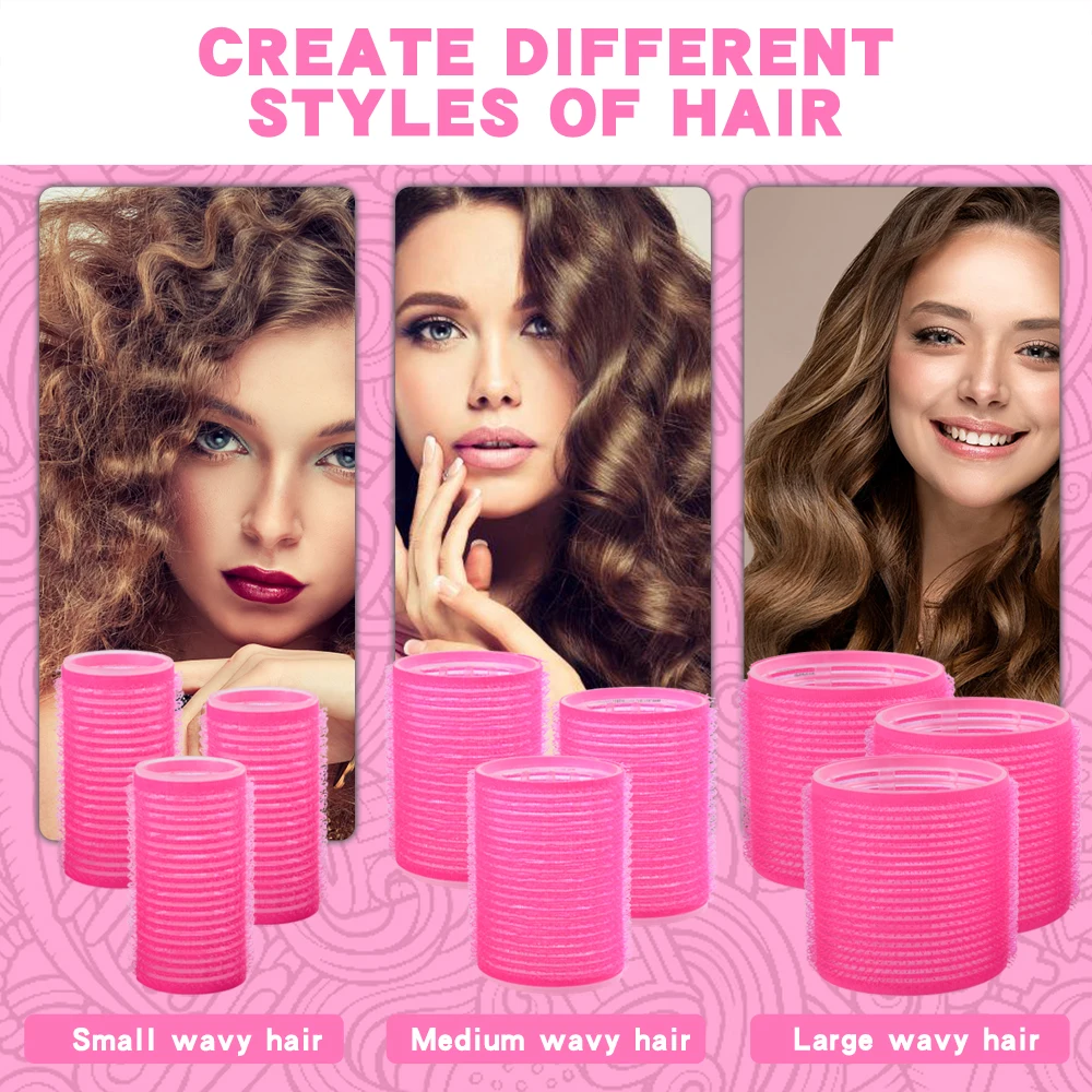 Wholesale Custom 18pcs No Heat Plastic Hair Rollers Set 3 Sizes Self Grip Hair Curler Rollers with Comb and Duckbill Clips