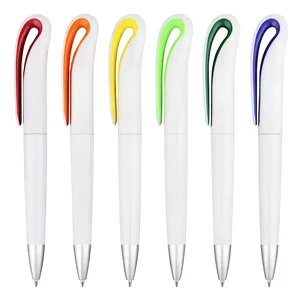 Customizable Logo Eco-friendly Silk Screen Printed Swan Shape Wide Clip Ballpoint Pen Plastic Creative Promotional Gift
